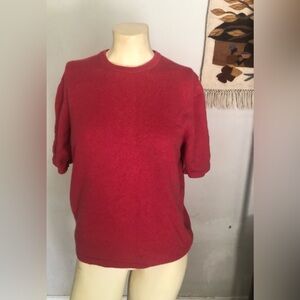 Charter Club Red Crew Neck Short Sleeve Cashmere Sweater Size Large